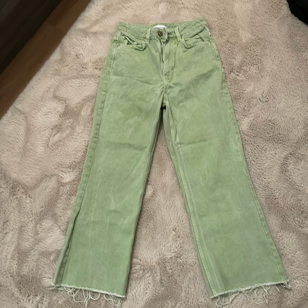 Zara light green straight jeans size 0